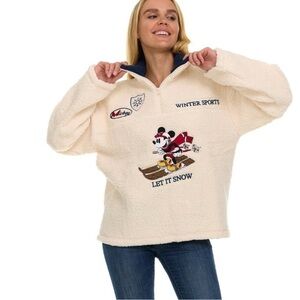 Disney Cream Sherpa Pullover with Mickey Embroidery